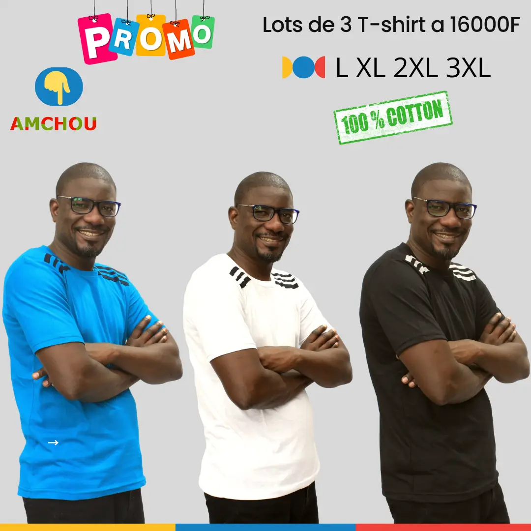 lot de 3 T-shirts en coton